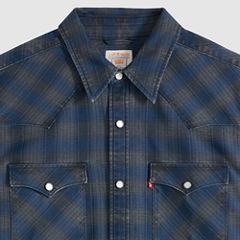 Barstow Standard Western Denim Shirt — Pier 23 Plaid Indigo/Black Western - Blue 6