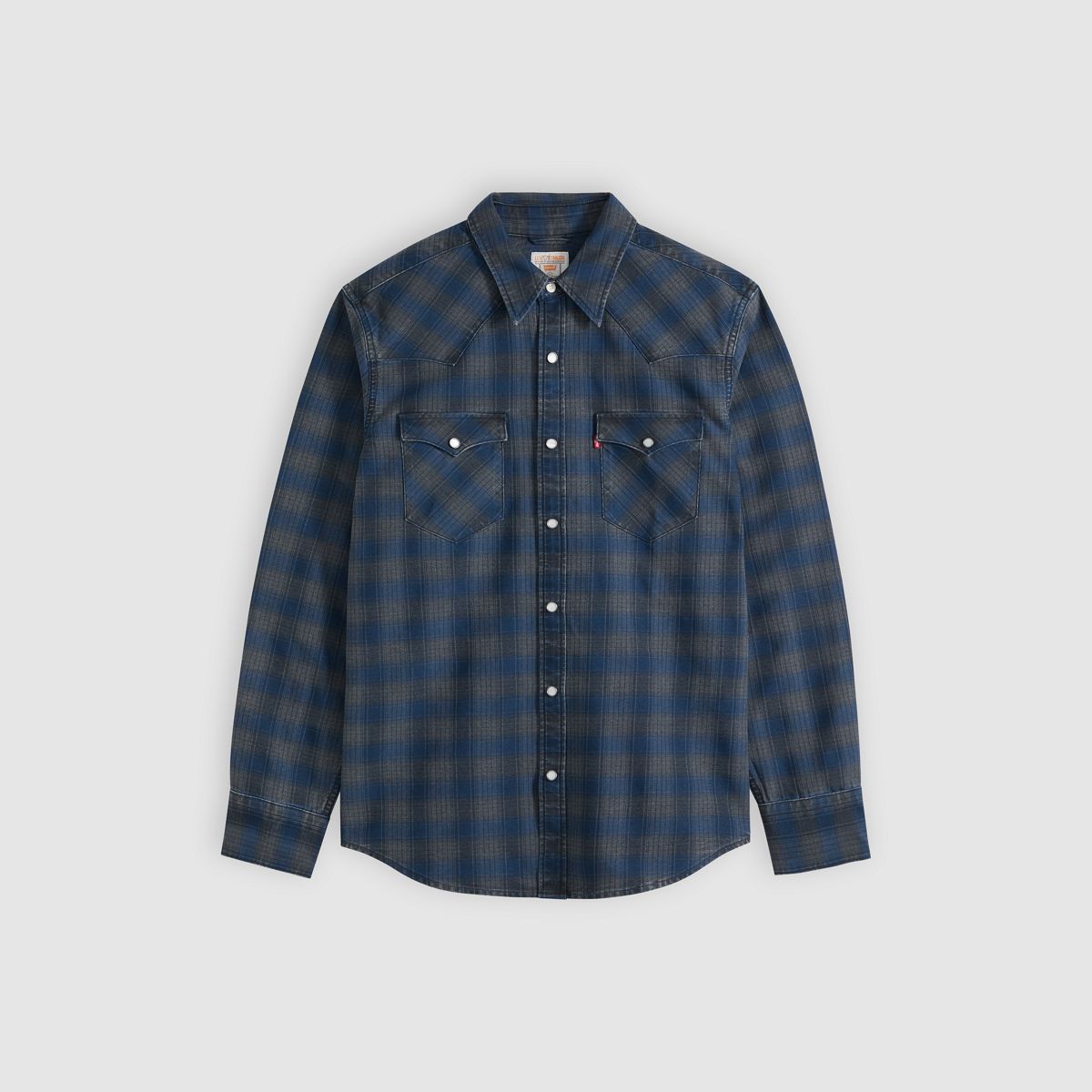 Barstow Standard Western Denim Shirt — Pier 23 Plaid Indigo/Black Western - Blue