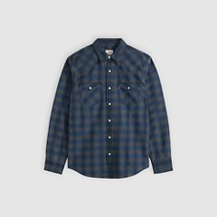 Barstow Standard Western Denim Shirt — Pier 23 Plaid Indigo/Black Western - Blue 5