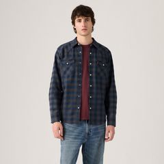 Barstow Standard Western Denim Shirt — Pier 23 Plaid Indigo/Black Western - Blue 3