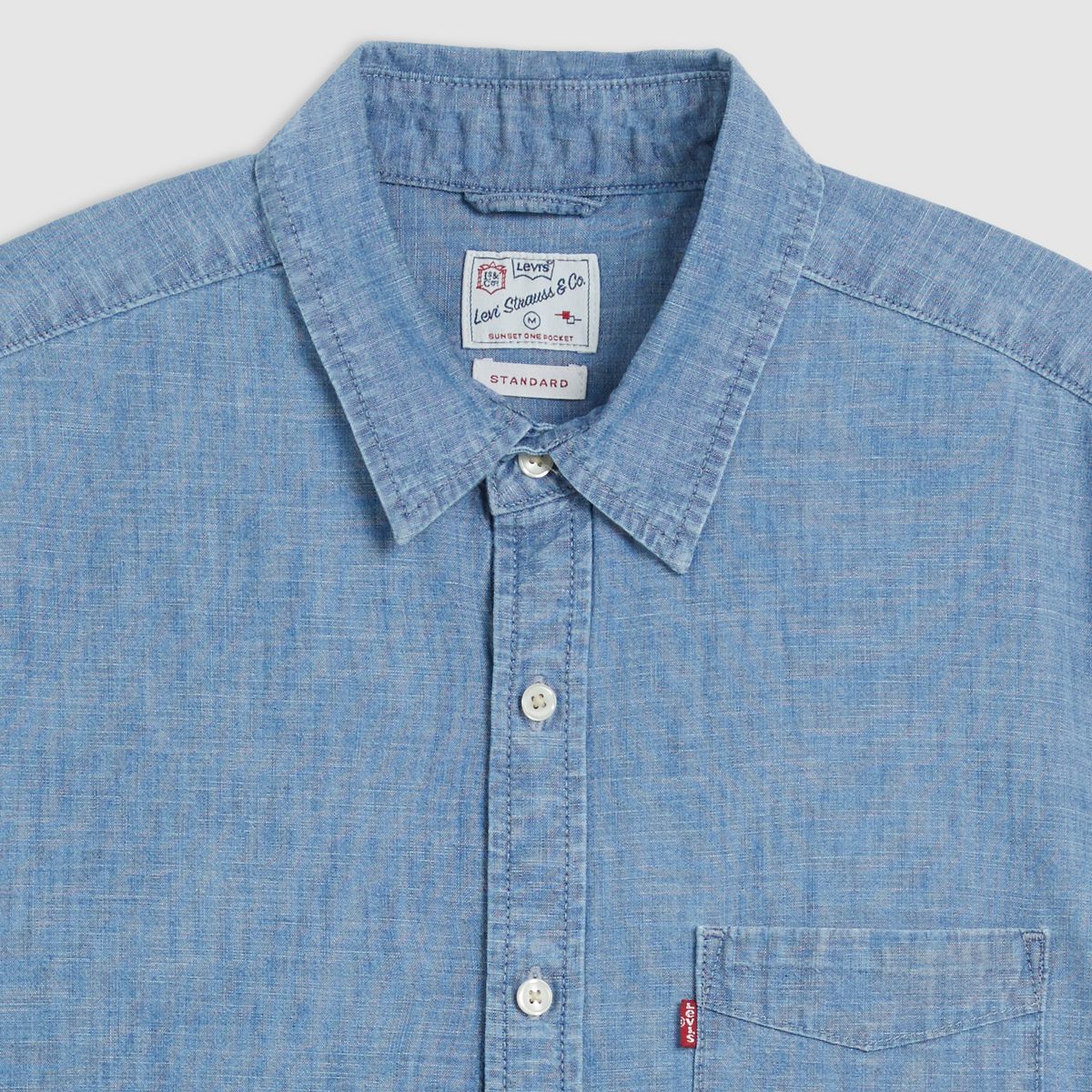 Short Sleeve Sunset One Pocket Standard Fit Shirt — Sebastian Chambray Light - Blue