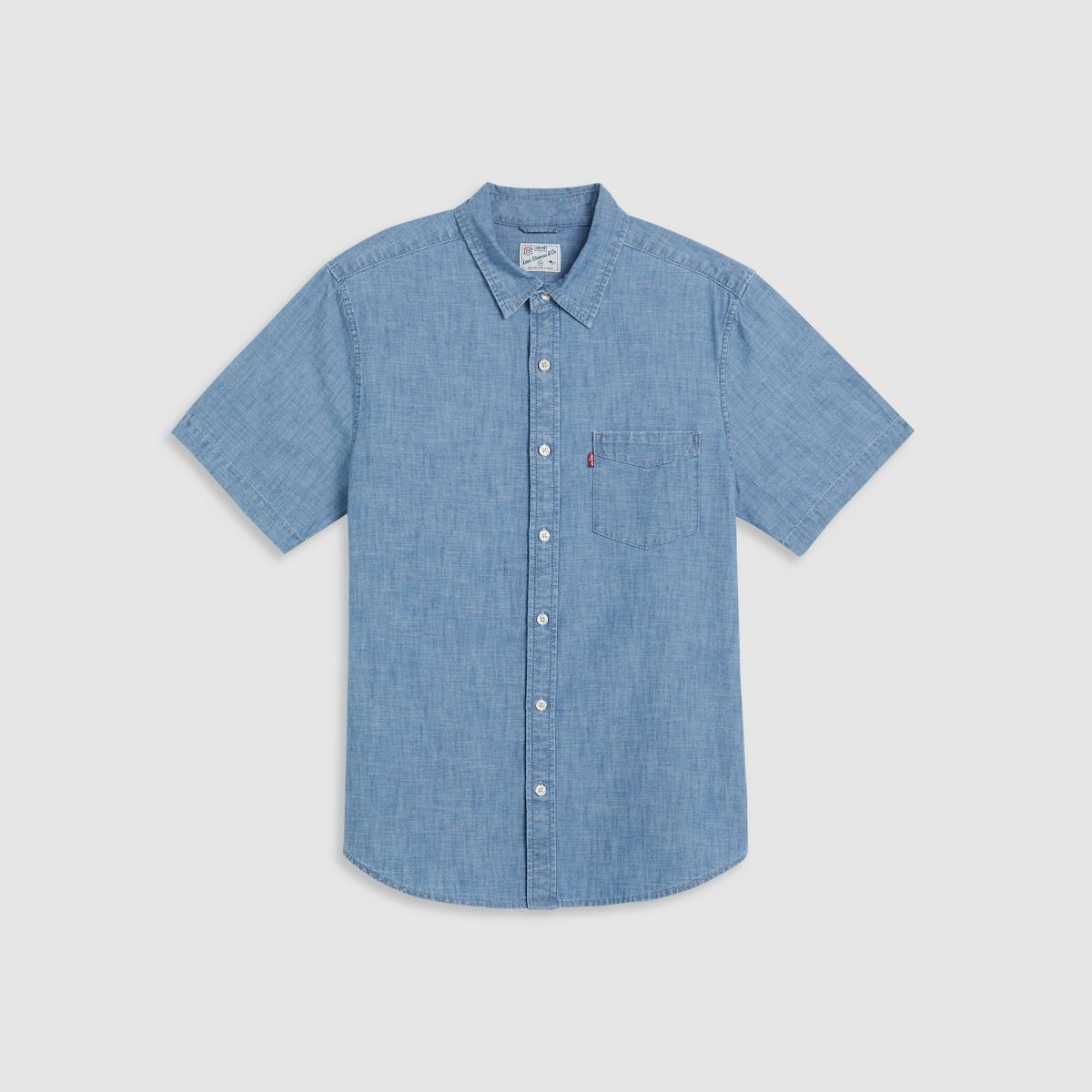 Short Sleeve Sunset One Pocket Standard Fit Shirt — Sebastian Chambray Light - Blue