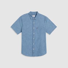 Short Sleeve Sunset One Pocket Standard Fit Shirt — Sebastian Chambray Light - Blue 5