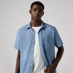 Short Sleeve Sunset One Pocket Standard Fit Shirt — Sebastian Chambray Light - Blue 4
