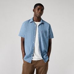 Short Sleeve Sunset One Pocket Standard Fit Shirt — Sebastian Chambray Light - Blue 1