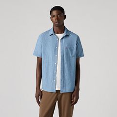 Short Sleeve Sunset One Pocket Standard Fit Shirt — Sebastian Chambray Light - Blue 2