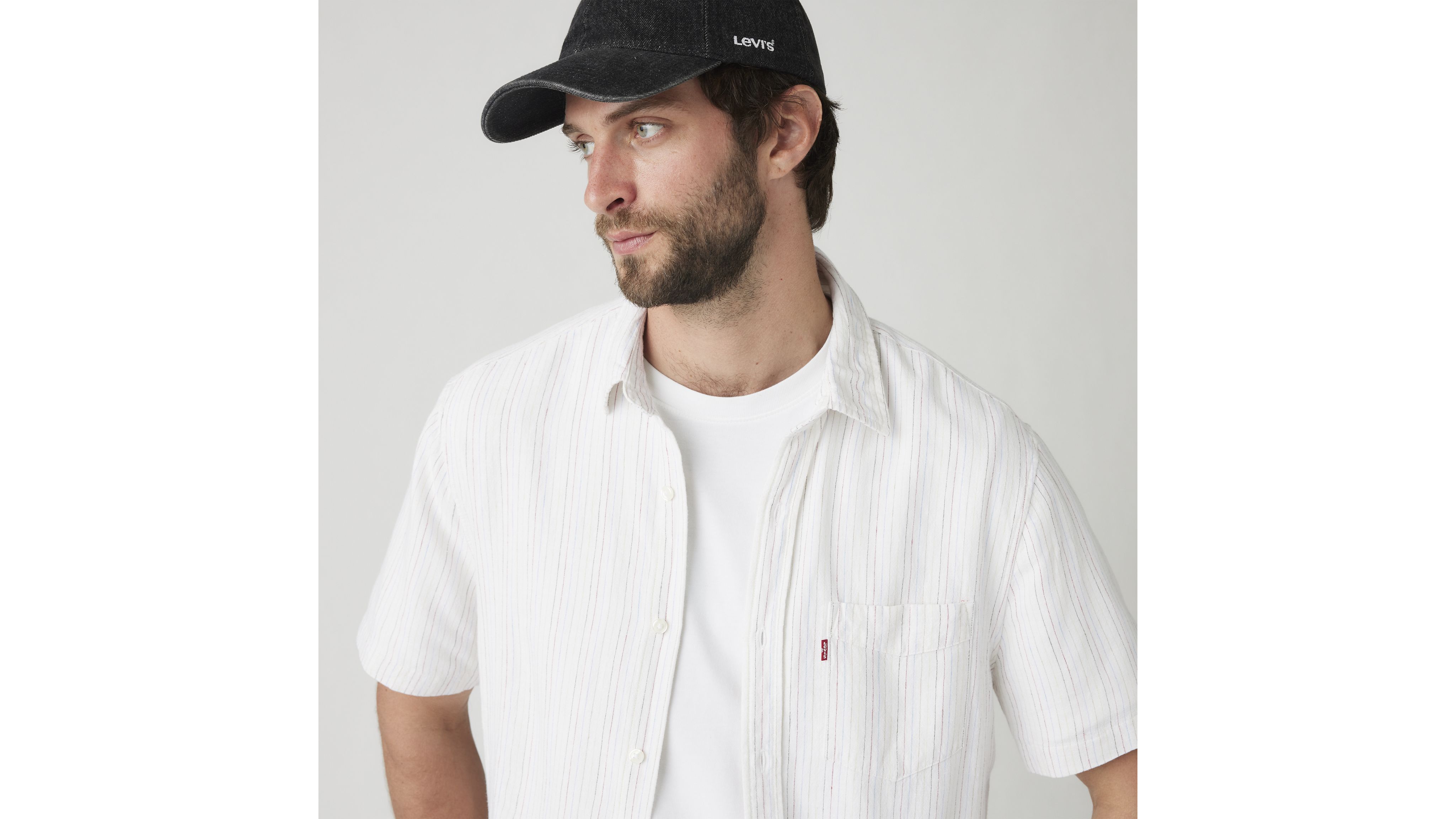 Short-Sleeve Sunset One Pocket Cotton Linen Shirt 4