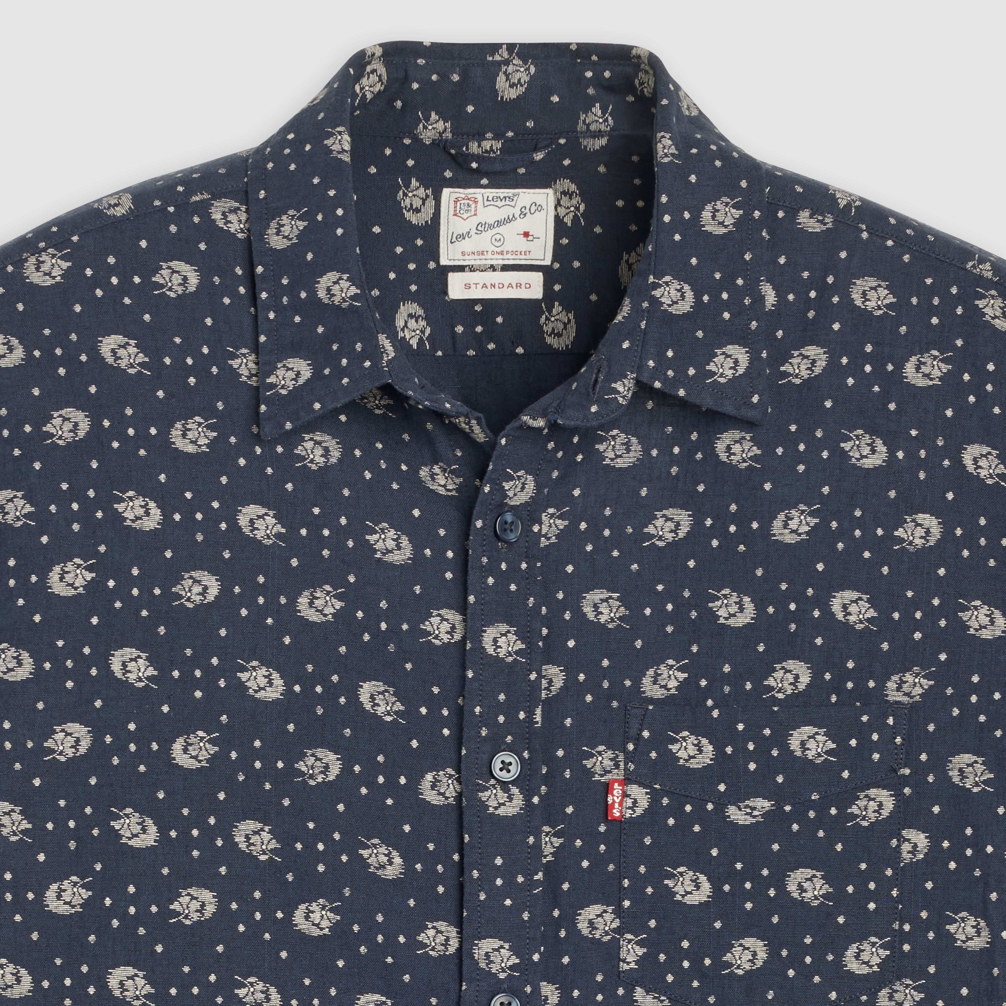 Short Sleeve Sunset Cotton Linen One Pocket Shirt 6