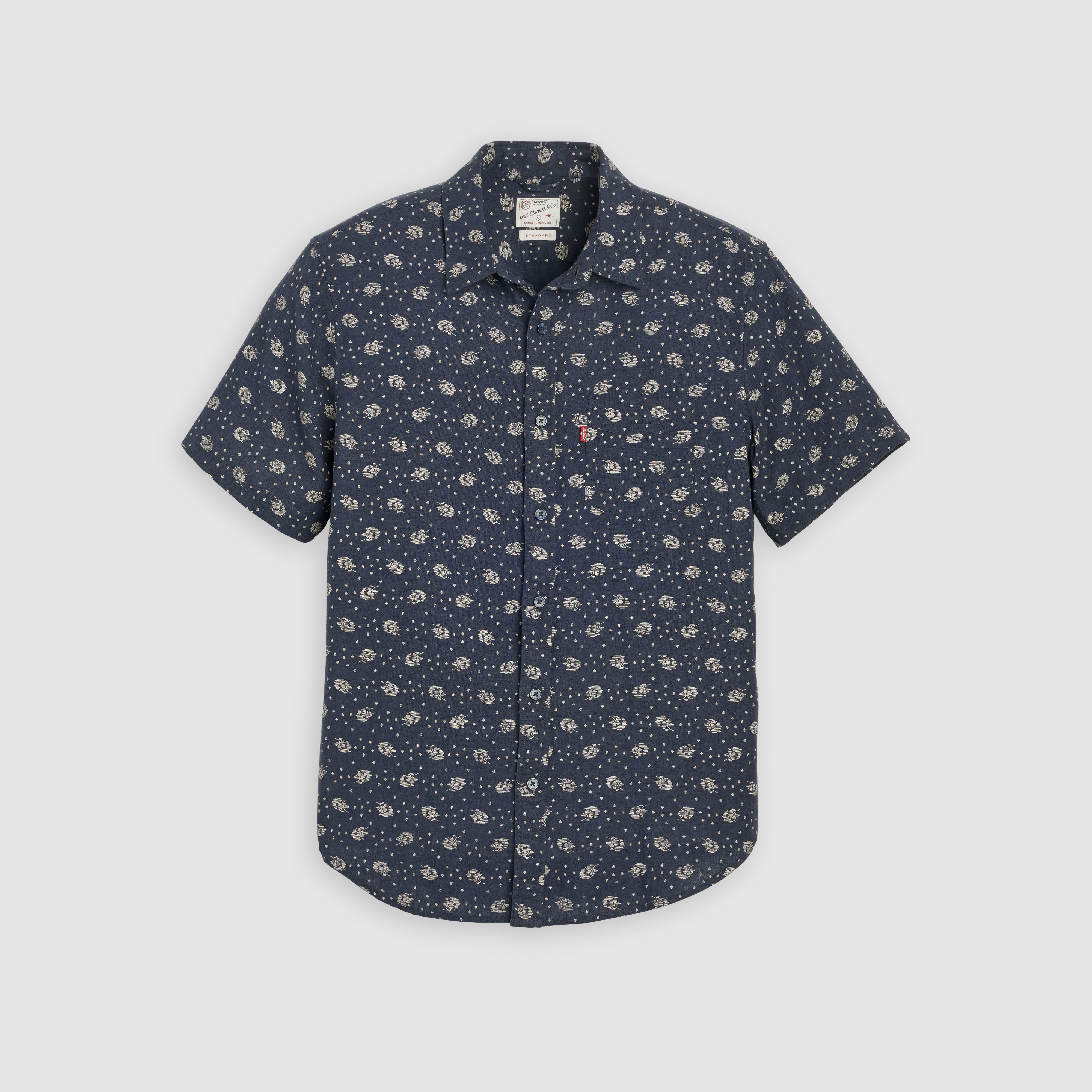 Short Sleeve Sunset Cotton Linen One Pocket Shirt 5