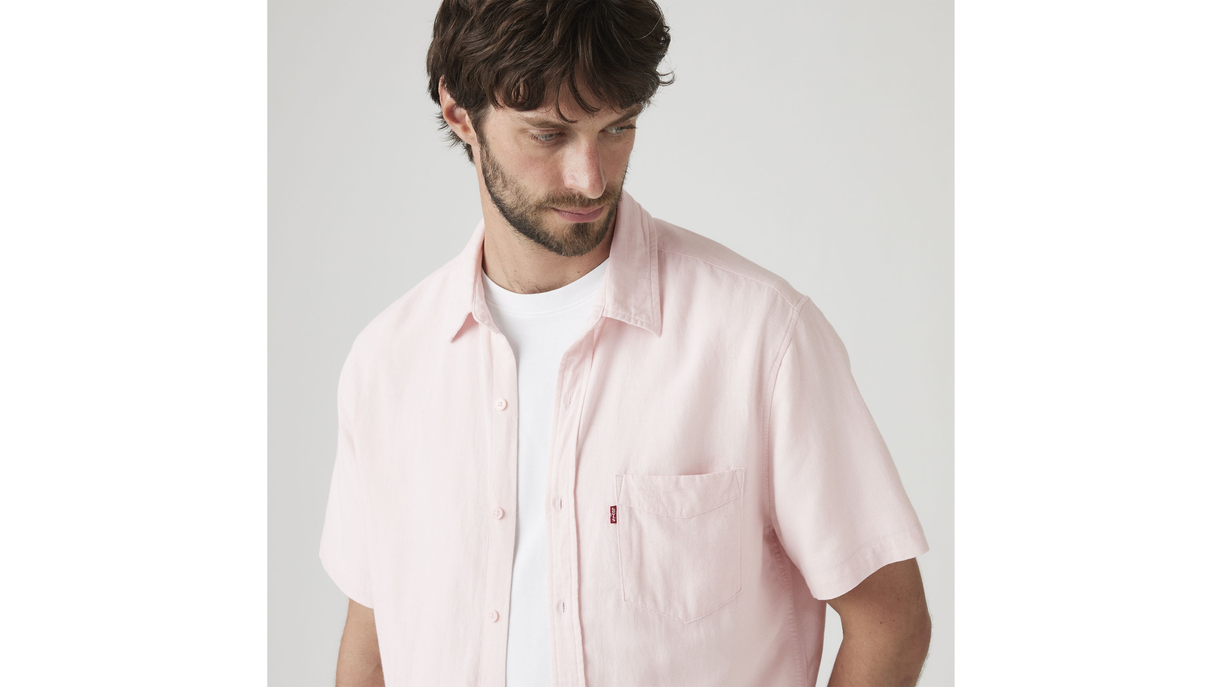 Short-Sleeve Sunset One Pocket Cotton Linen Shirt 4