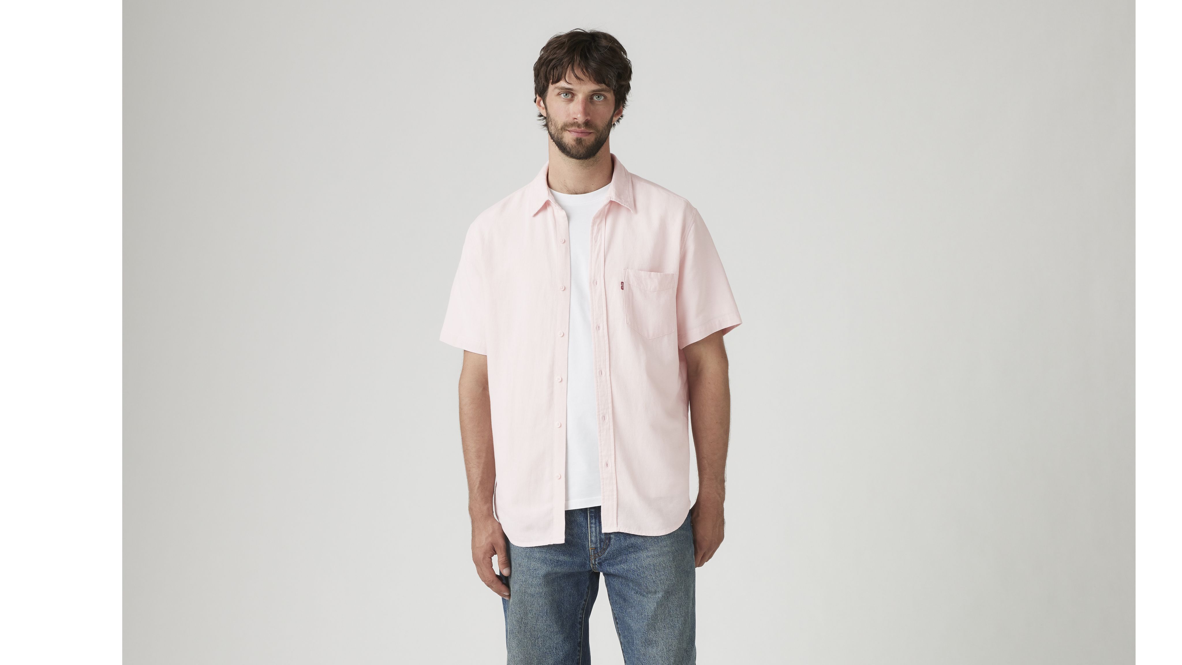 Short-Sleeve Sunset One Pocket Cotton Linen Shirt 2