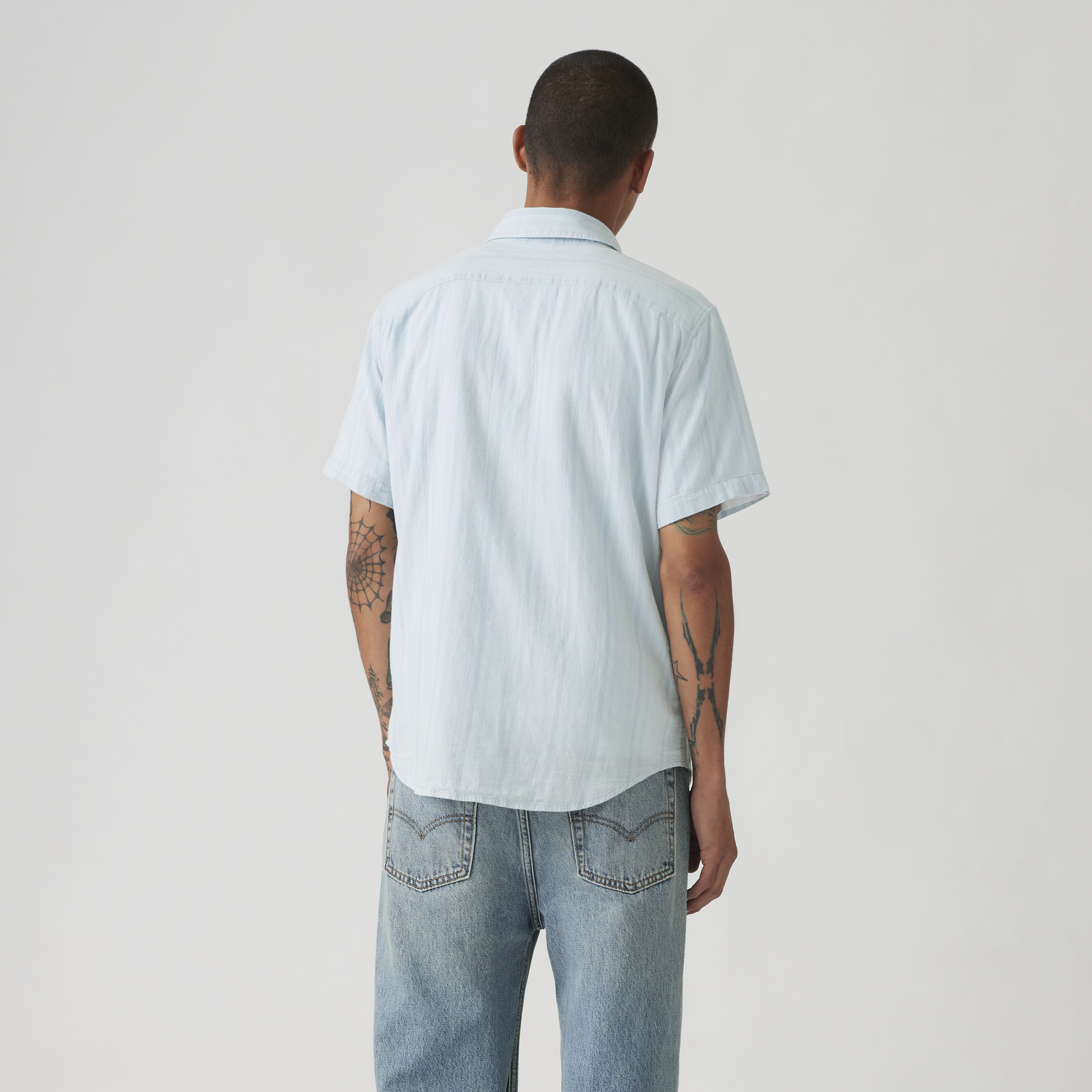 Short Sleeve Sunset Cotton Linen One Pocket Shirt 3