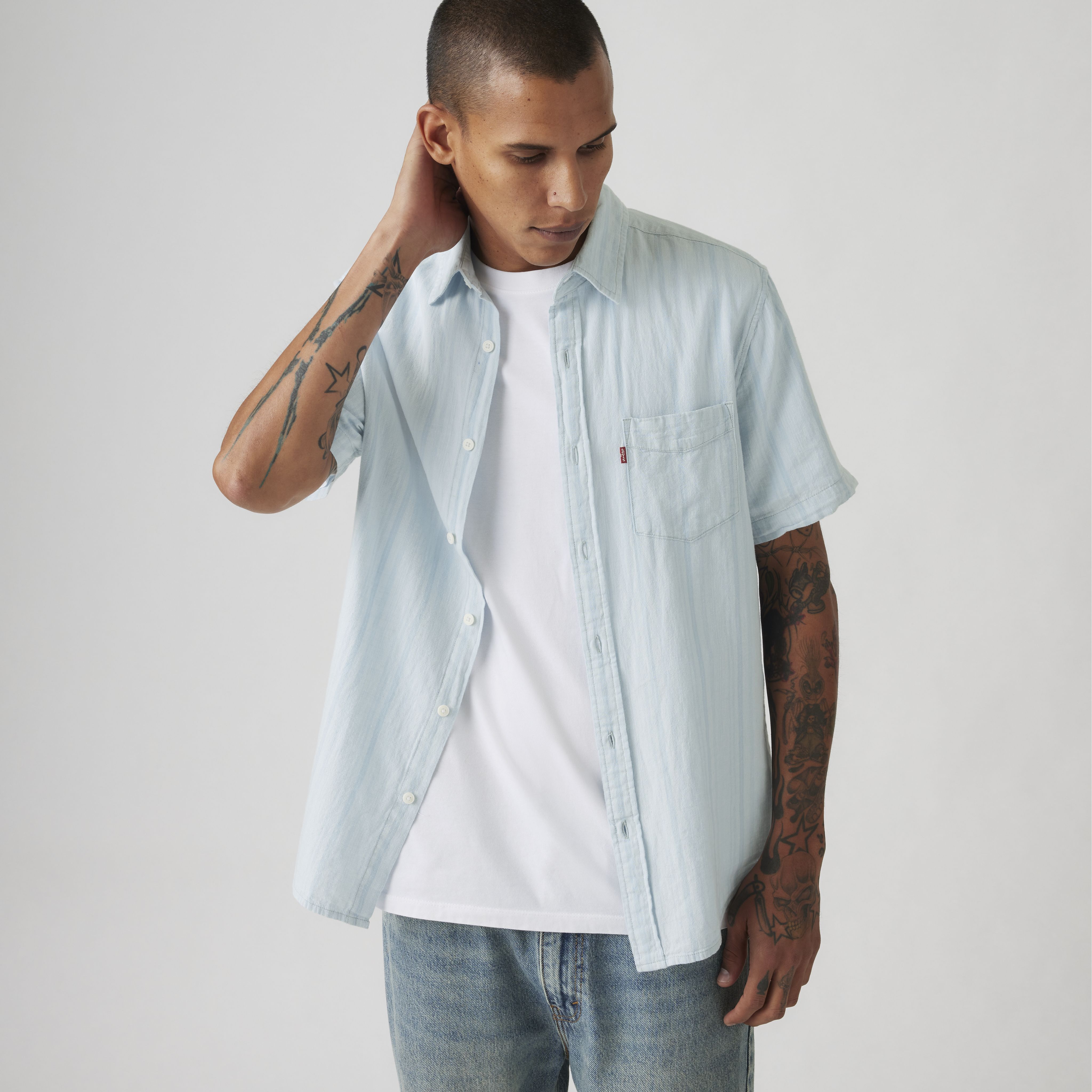 Short Sleeve Sunset Cotton Linen One Pocket Shirt - Blue | Levi's® US