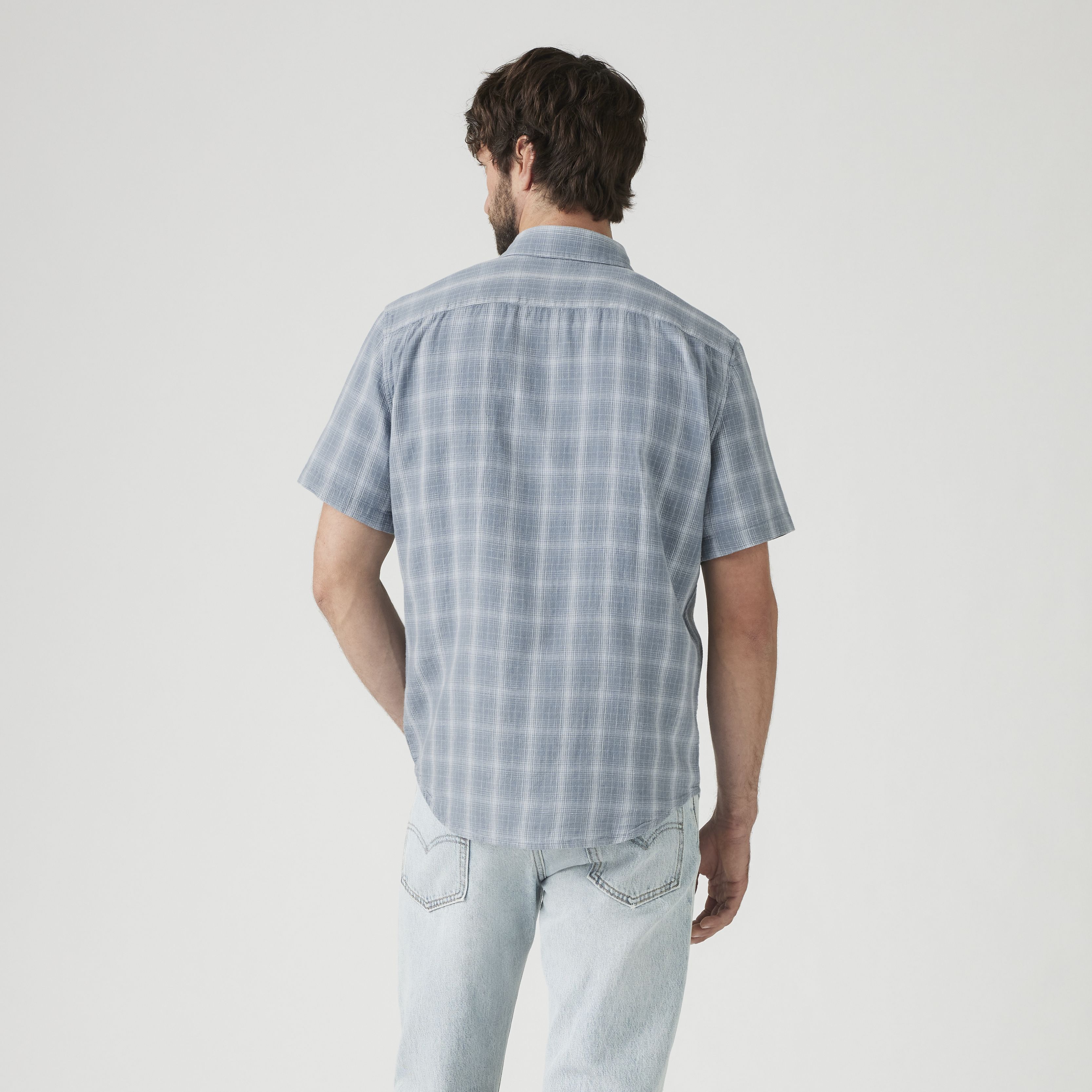 Short Sleeve Sunset Cotton Linen One Pocket Shirt 3