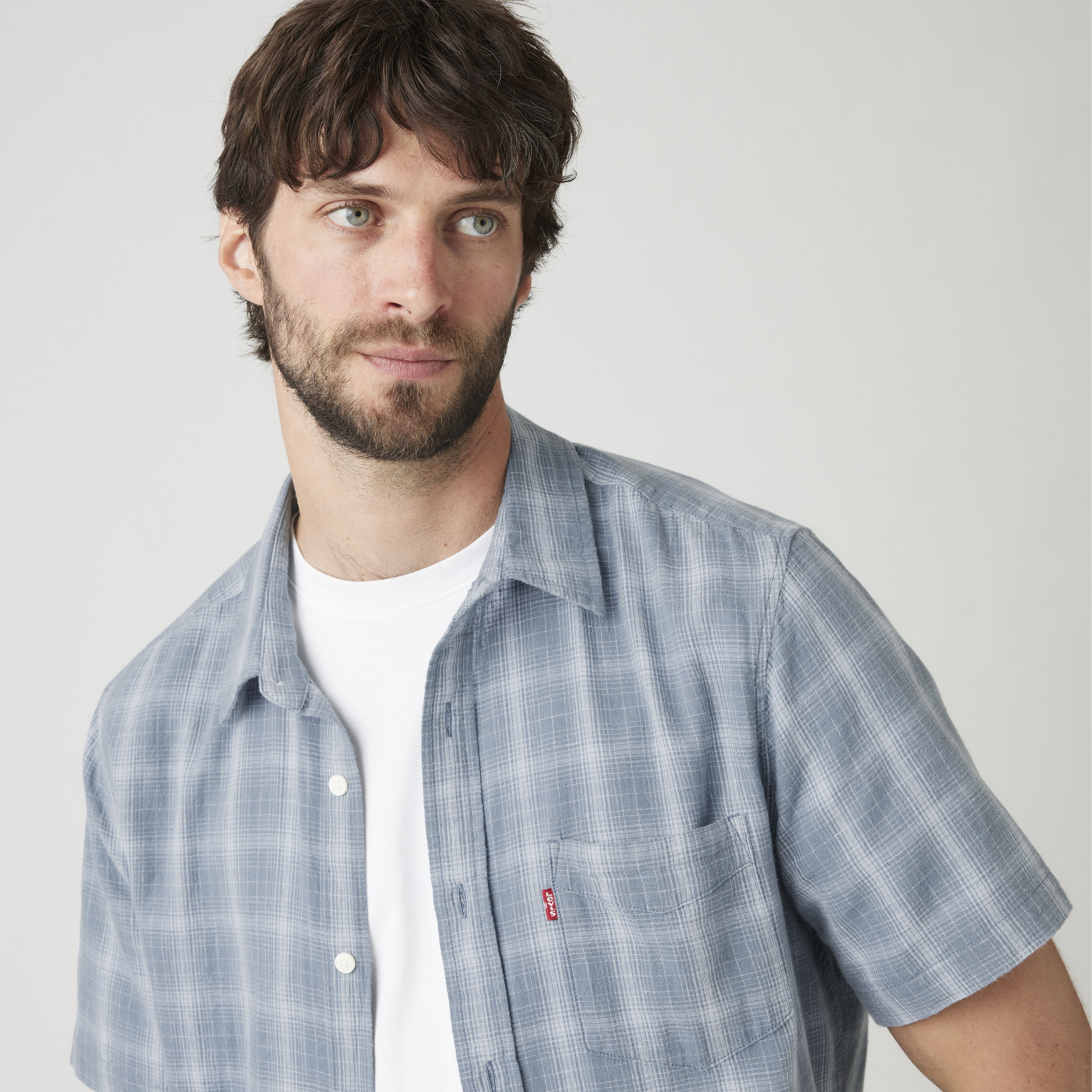 Short Sleeve Sunset Cotton Linen One Pocket Shirt 4