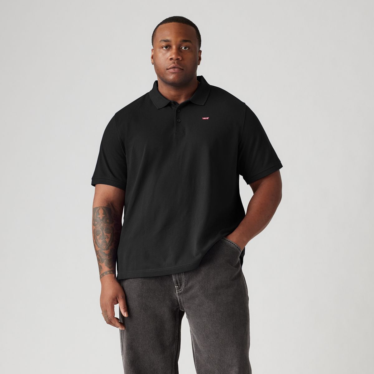 100% Cotton Housemark Polo (Big) — Mineral Black - Black