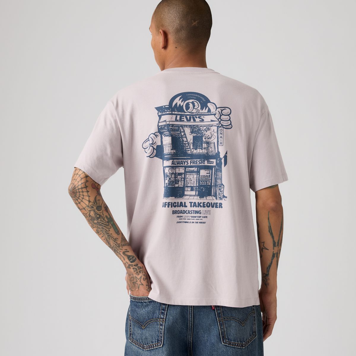 Relaxed Vintage Graphic T-Shirt — Music City Cloud Grey - Grey