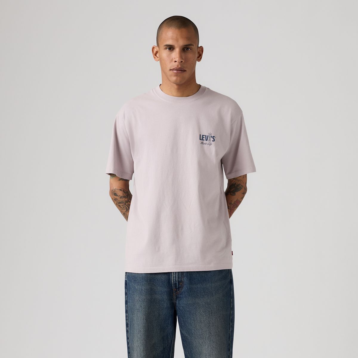 Relaxed Vintage Graphic T-Shirt — Music City Cloud Grey - Grey