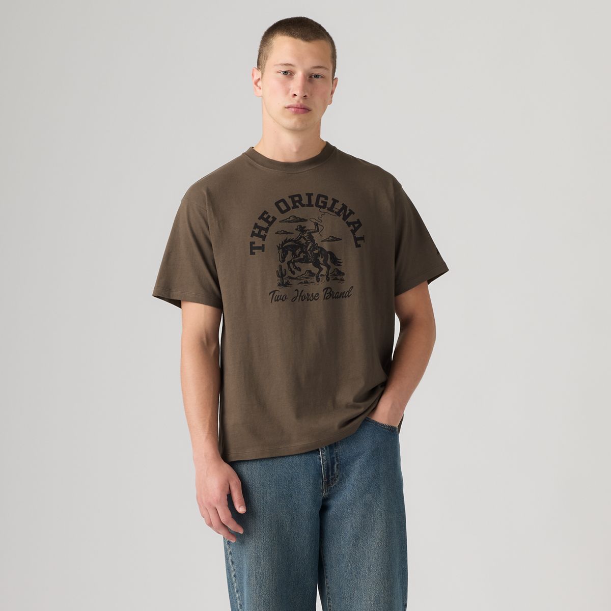 Relaxed Vintage Graphic T-Shirt — Originial Brand Stormy Sea - Brown