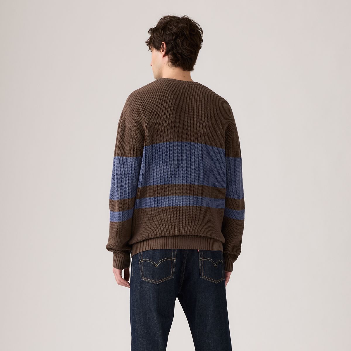 Alamo Crewneck Sweater — Lysander Stripe Bracken - Brown