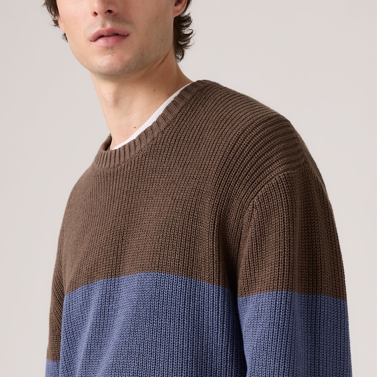 Alamo Crewneck Sweater — Lysander Stripe Bracken - Brown
