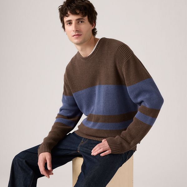 Alamo Crewneck Sweater — Lysander Stripe Bracken - Brown