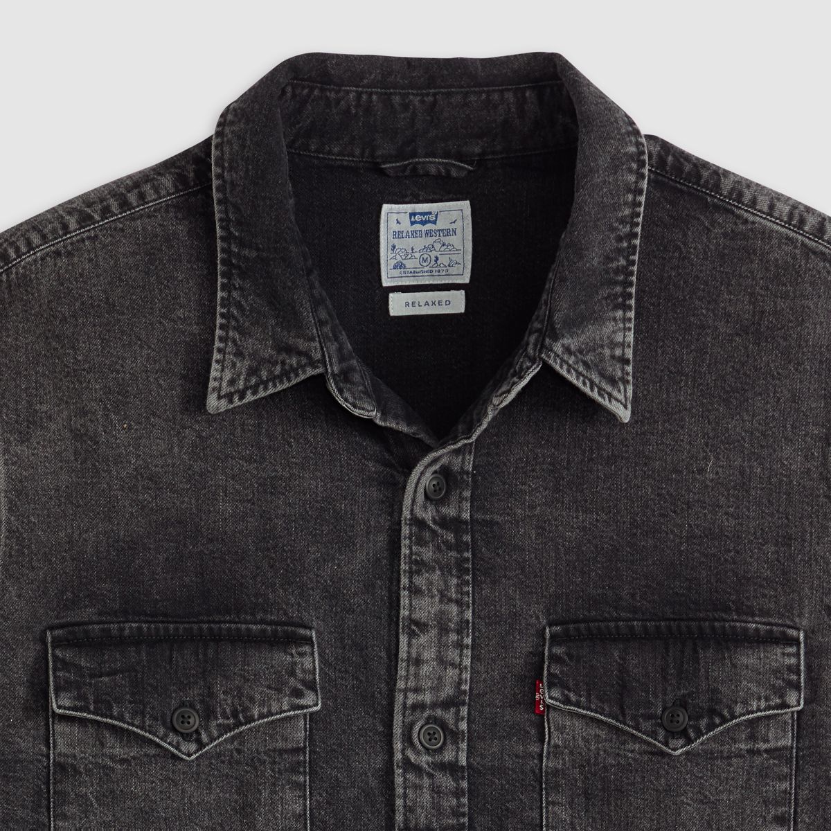 Relaxed Fit Western Shirt — Night Shadow Black Wash - Black