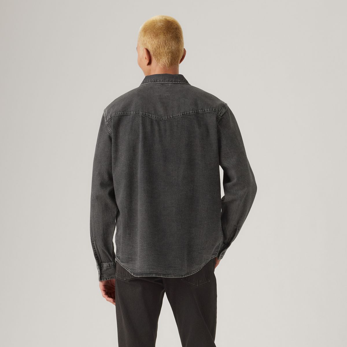 Relaxed Fit Western Shirt — Night Shadow Black Wash - Black