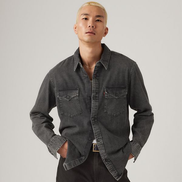 Relaxed Fit Western Shirt — Night Shadow Black Wash - Black