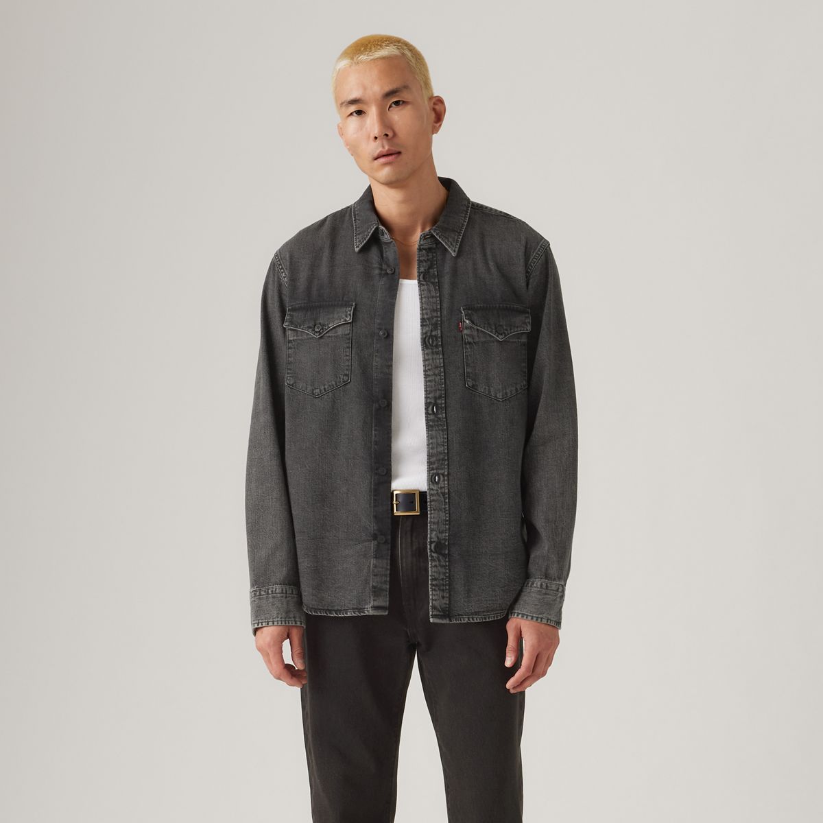 Relaxed Fit Western Shirt — Night Shadow Black Wash - Black