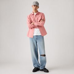 Relaxed Fit Western Shirt — Llewelyn Plaid Chrysanthemum - Red 2