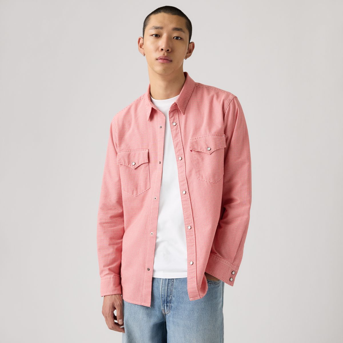Relaxed Fit Western Shirt — Llewelyn Plaid Chrysanthemum - Red