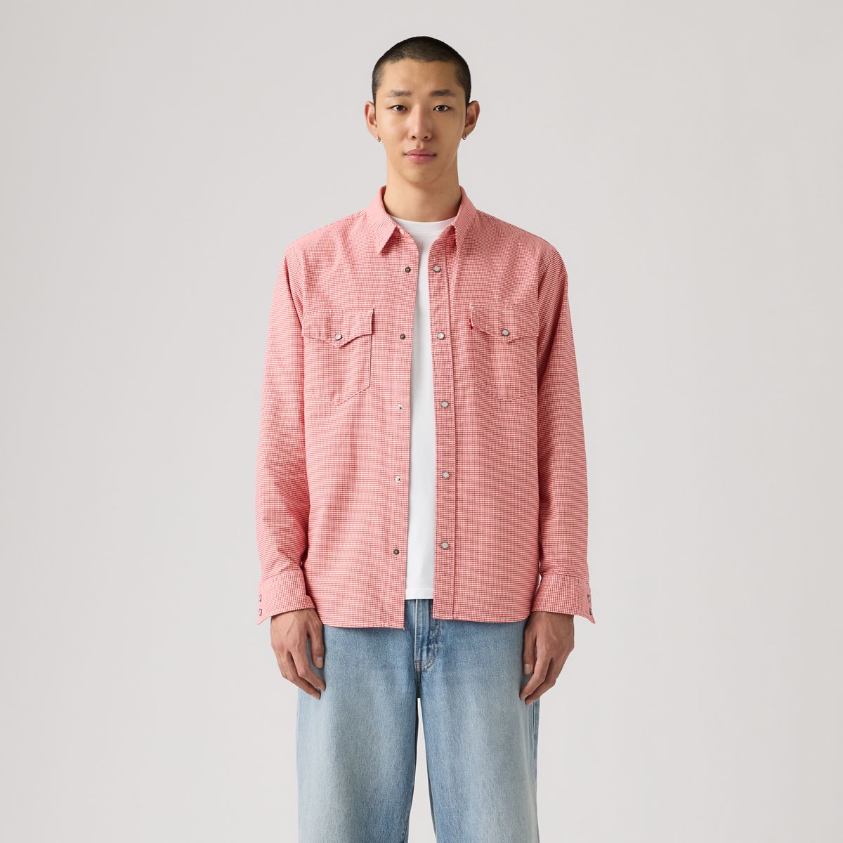 Relaxed Fit Western Shirt — Llewelyn Plaid Chrysanthemum - Red