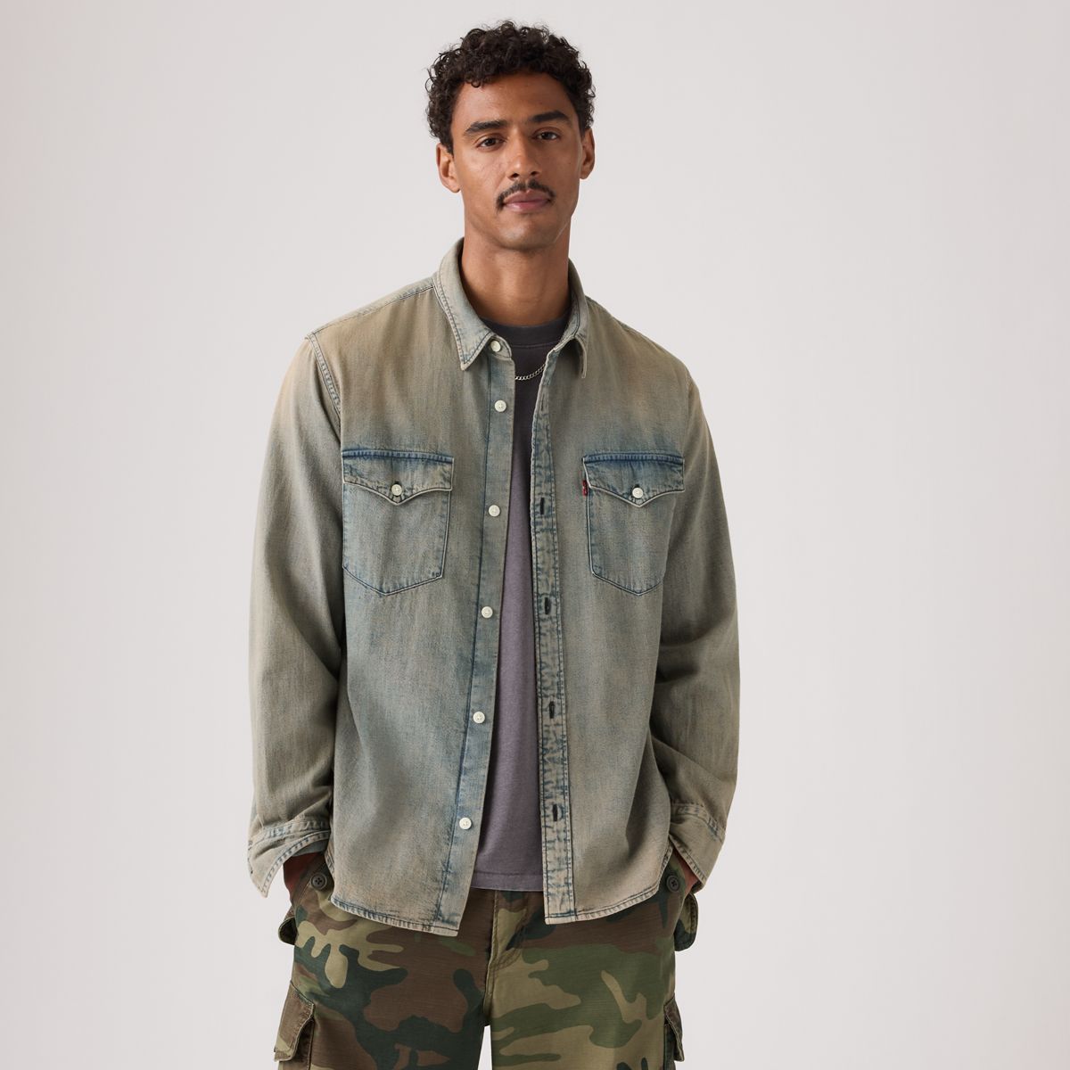 Relaxed Fit Western Shirt — Sunset Drives - Blue