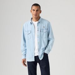 Relaxed Fit Western Shirt — Spring Flowers Embroidery - Blue 3
