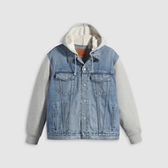 Hybrid Hoodie Denim Trucker Jacket (Big) — Candy Man - Medium Wash 5