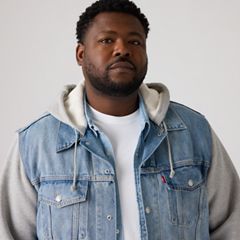 Hybrid Hoodie Denim Trucker Jacket (Big) — Candy Man - Medium Wash 2