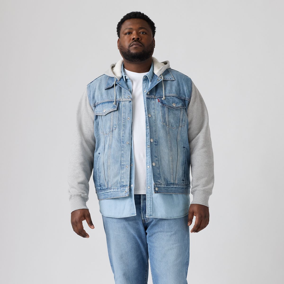 Hybrid Hoodie Denim Trucker Jacket (Big) — Candy Man - Medium Wash