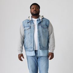 Hybrid Hoodie Denim Trucker Jacket (Big) — Candy Man - Medium Wash 3