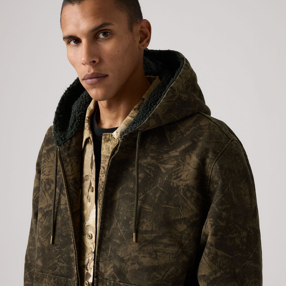 Potrero Canvas Hoodie — Raleigh Camo Dark Olive - Green