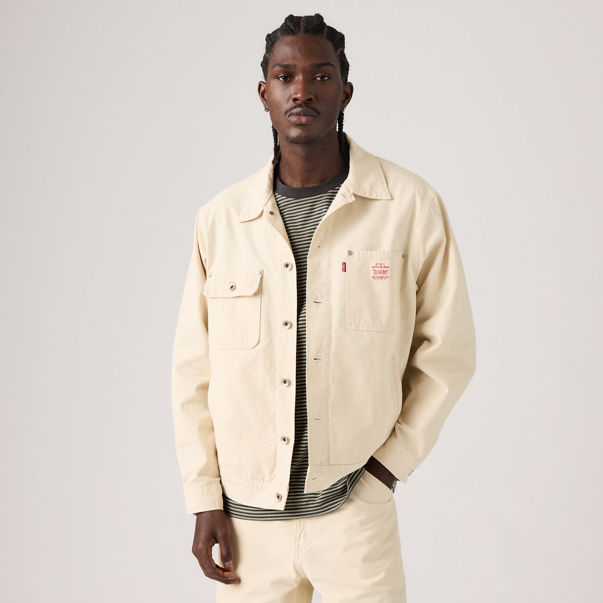 Sunrise Trucker Jacket — Undyed Ecru Greige - White