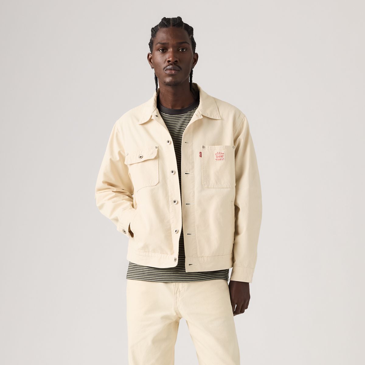 Sunrise Trucker Jacket — Undyed Ecru Greige - White