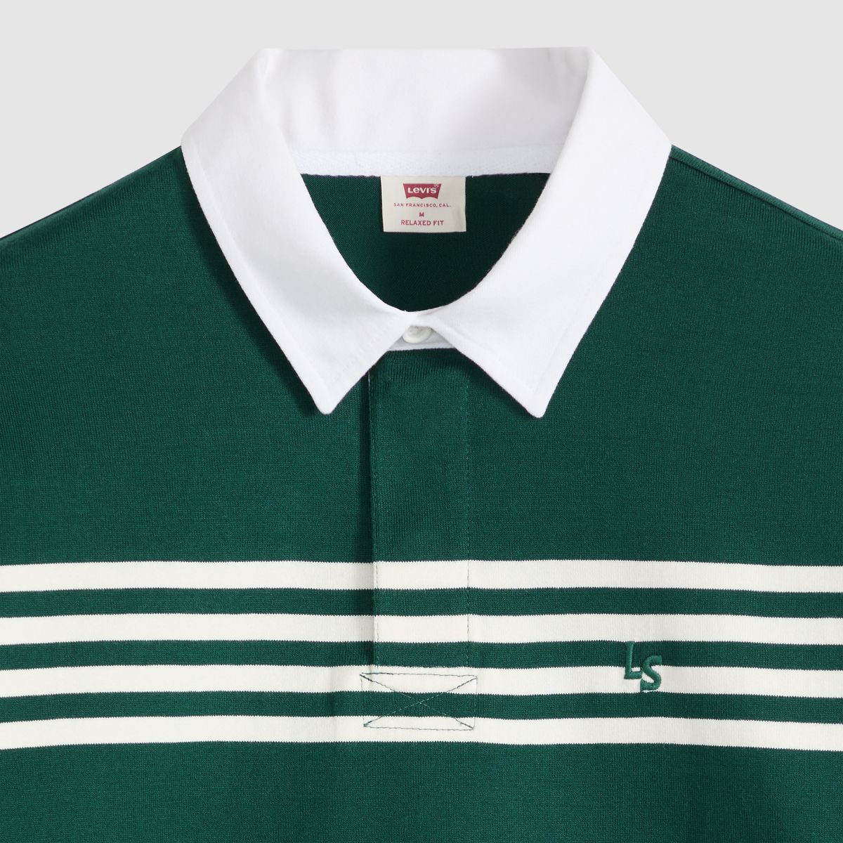 100% Cotton Union Rugby Polo Shirt — Amos Stripe Ponderosa Pine - Green