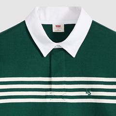 100% Cotton Union Rugby Polo Shirt — Amos Stripe Ponderosa Pine - Green 7