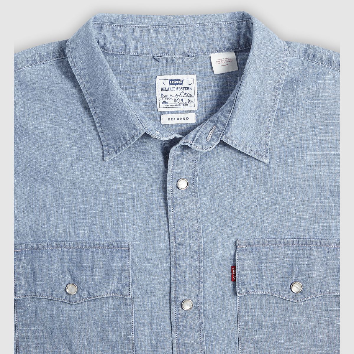 Short Sleeve Relaxed Fit Western Shirt — New Hyde Chambray - Blue