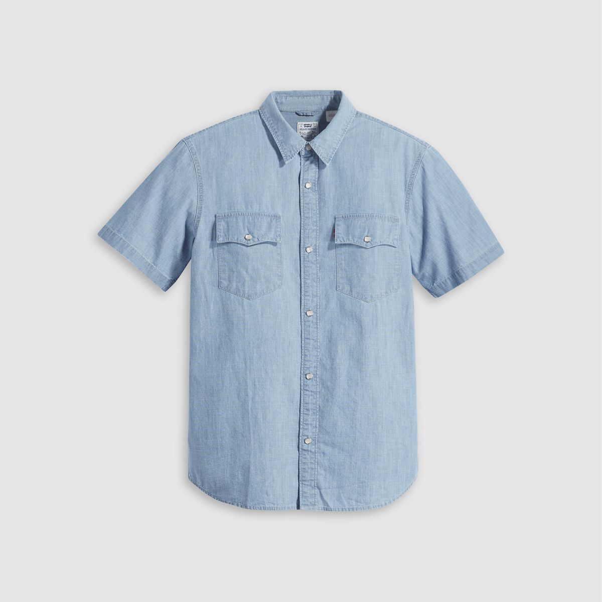 Short Sleeve Relaxed Fit Western Shirt — New Hyde Chambray - Blue