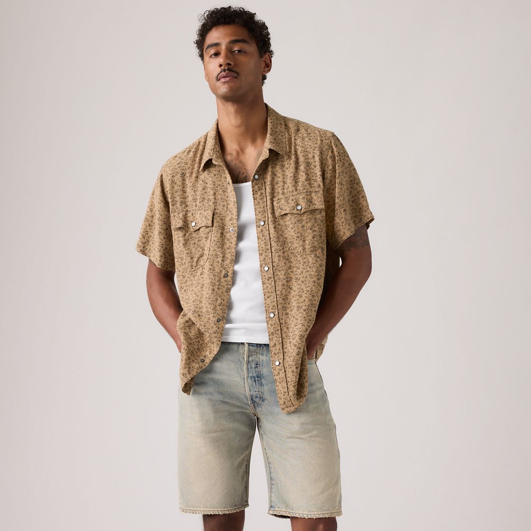 Levi's Short-Sleeve Relaxed Fit Western Shirt Chambray - Men's