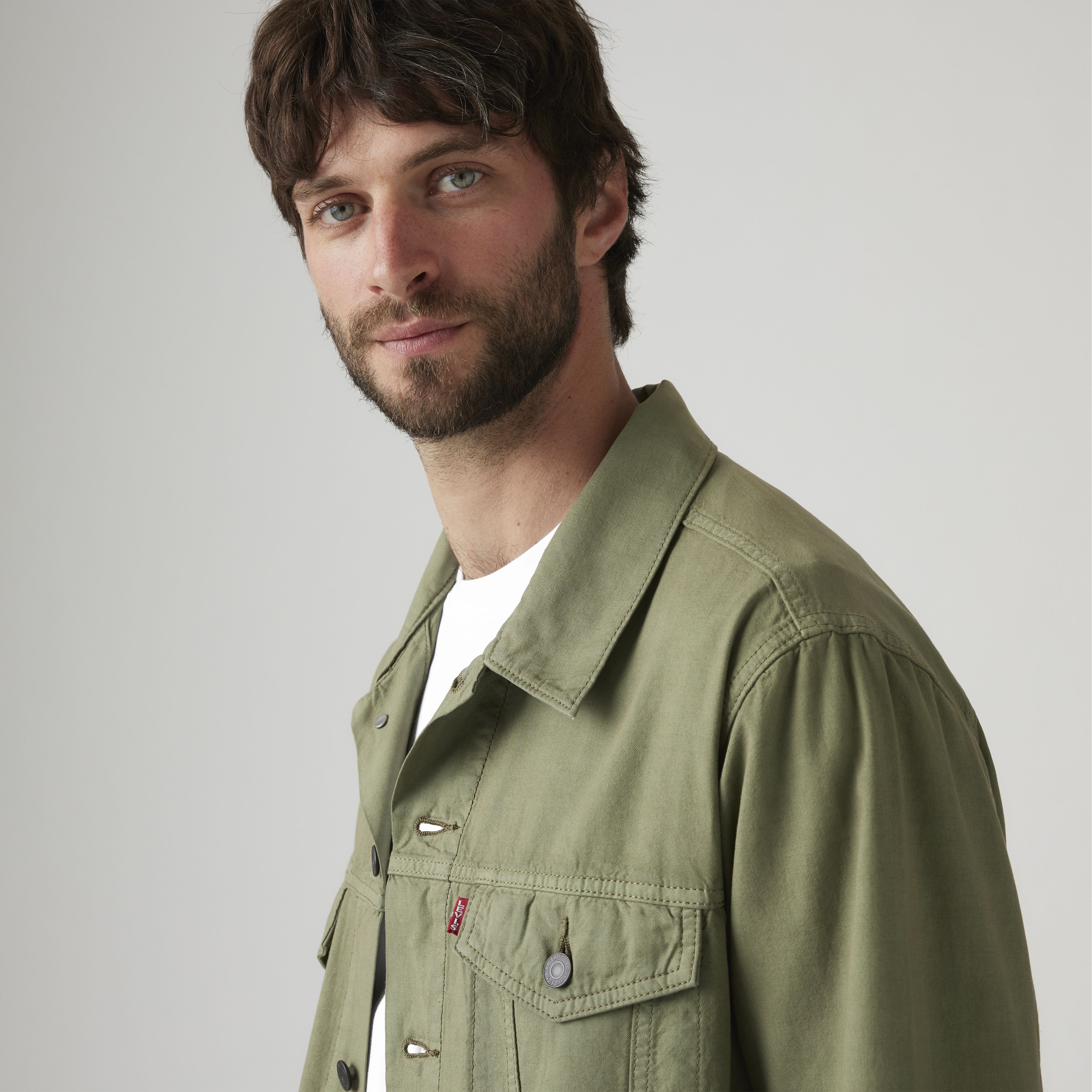 Relaxed Fit Cotton Linen Trucker Jacket 4