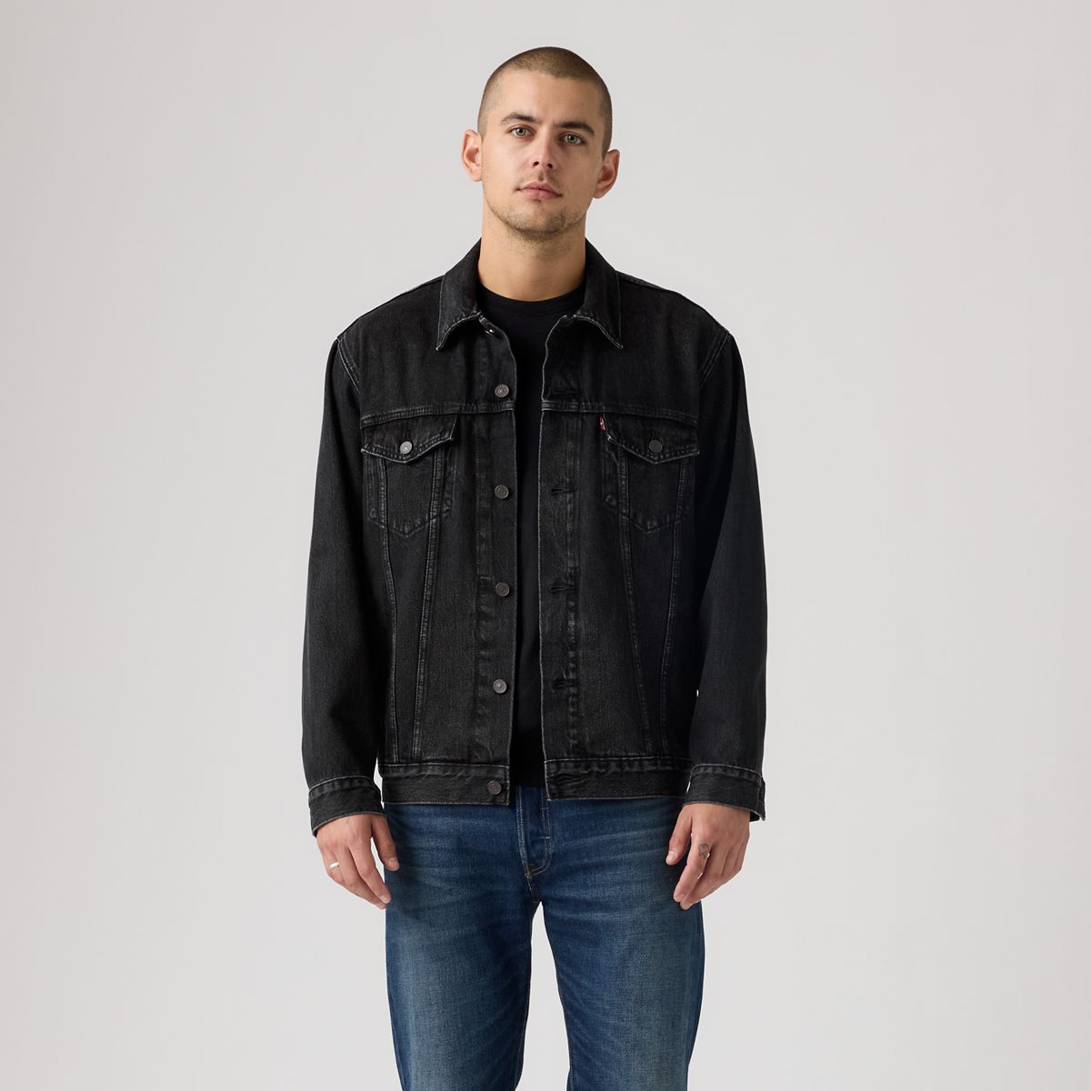Relaxed Type III Trucker Jacket — At Midnight T - Black