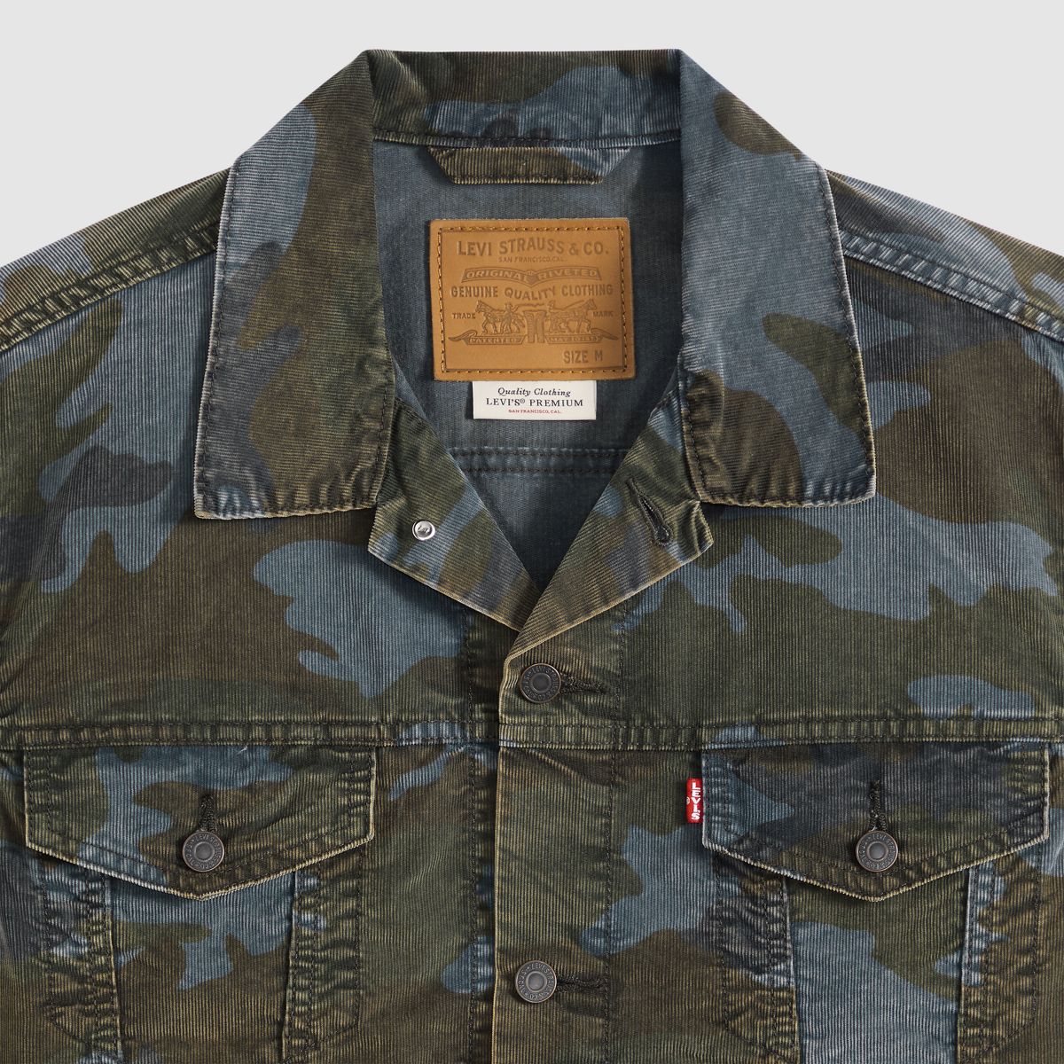 Relaxed Type III Trucker Jacket — Brady Camo Multi Teal - Grey